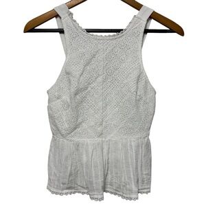 American Eagle White Eyelet Sleeveless Cami Tank Top Womens XXS Coquette Cottage